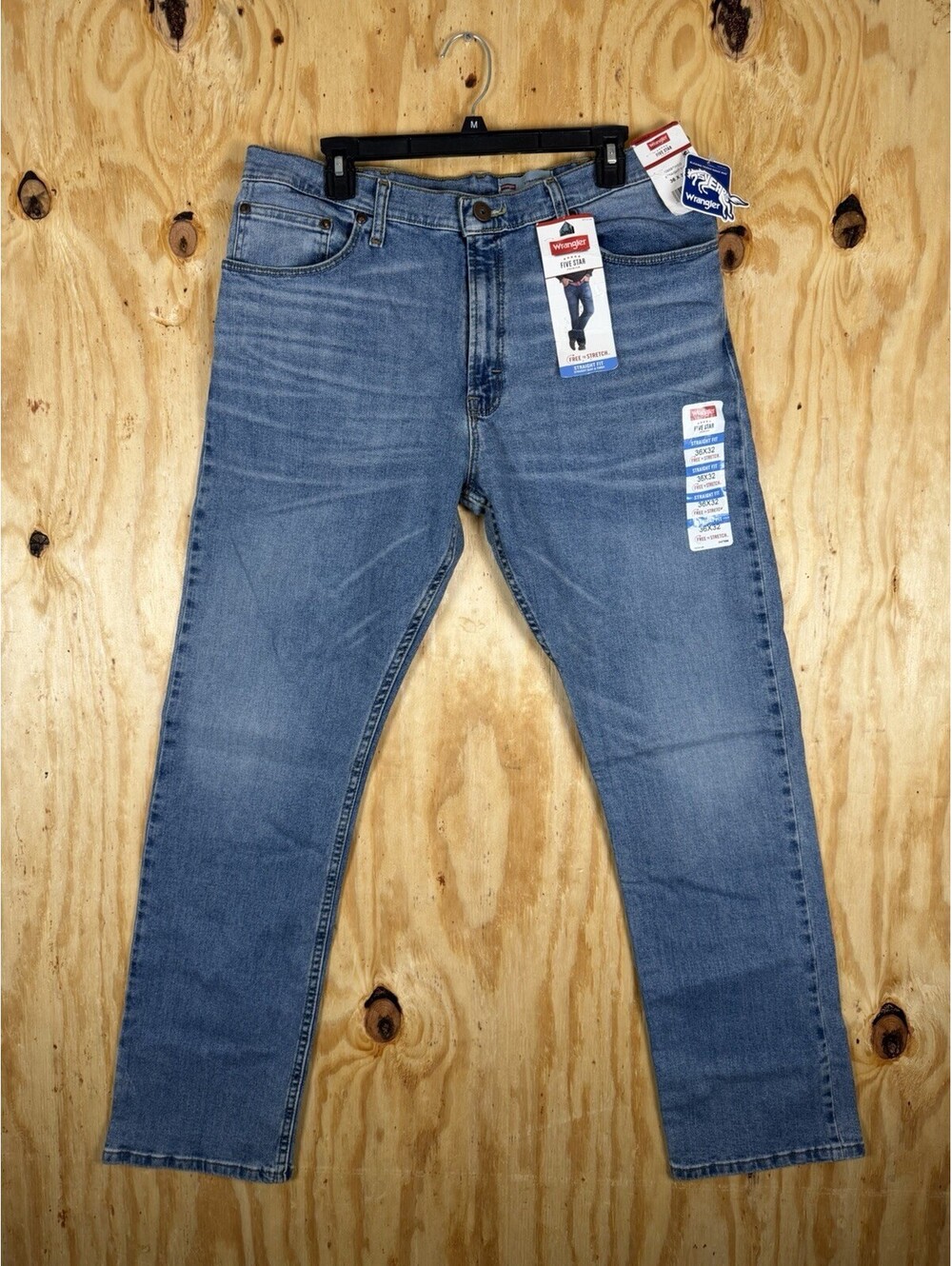 Wrangler Mens Jeans Regular Fit 36 X 32 Straight Leg Blue Denim NEW NWT